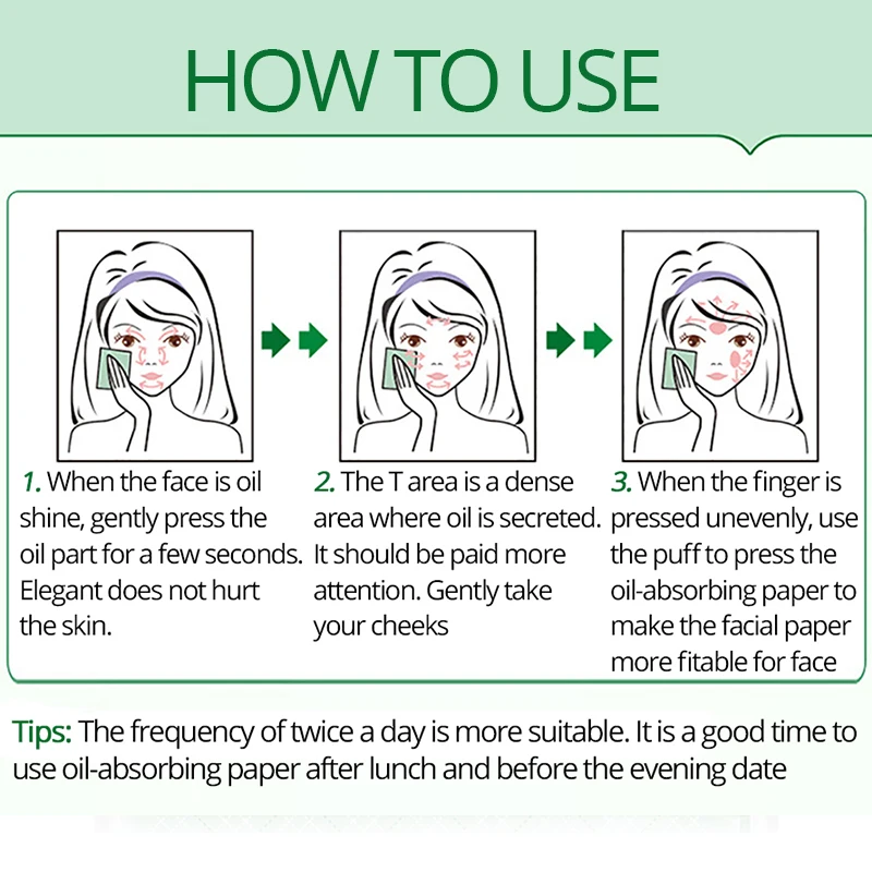 ROREC 100Pack Tissue Papers Makeup Cleansing Oil Absorbing Face Paper Absorb Facial Cleanser Green Tea Smell Fresh Face Tool