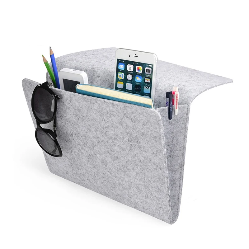 Прикроватная сумка-Органайзер из войлока для хранения кровати с 2 маленькими карманами для организации планшетного мобильного телефона