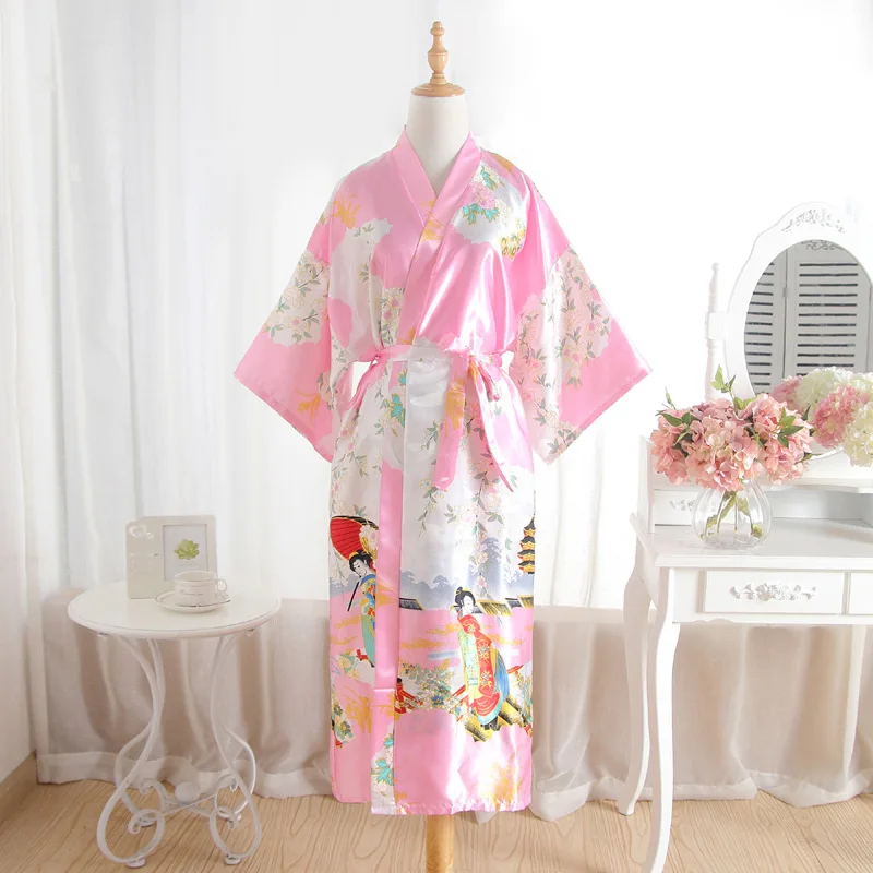 Плюс размеры женские Свадебные невесты халат кимоно розовый леди район для ванной юката Ночная рубашка пижамы