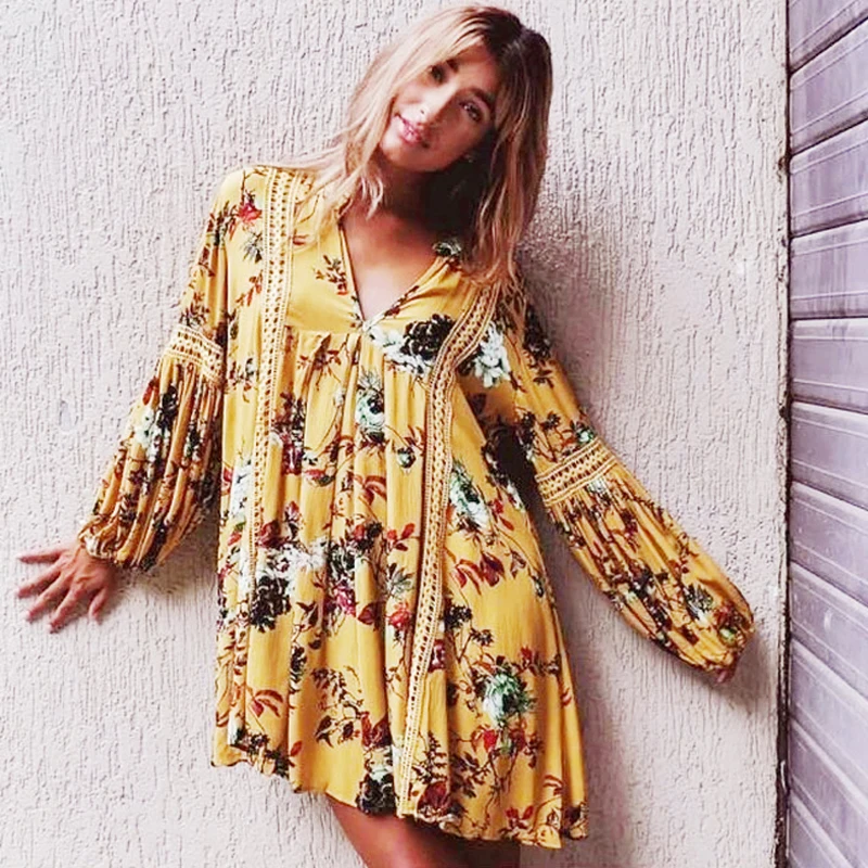 long floral boho dress