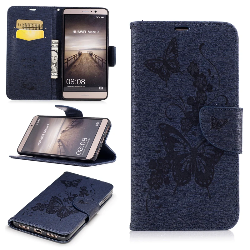

Embossing Bear Butterfly PU Leather Cases for Huawei Mate 9 MHA-AL00 Flip Mobile Phone Cases with Wallet Card Holders&Kickstand