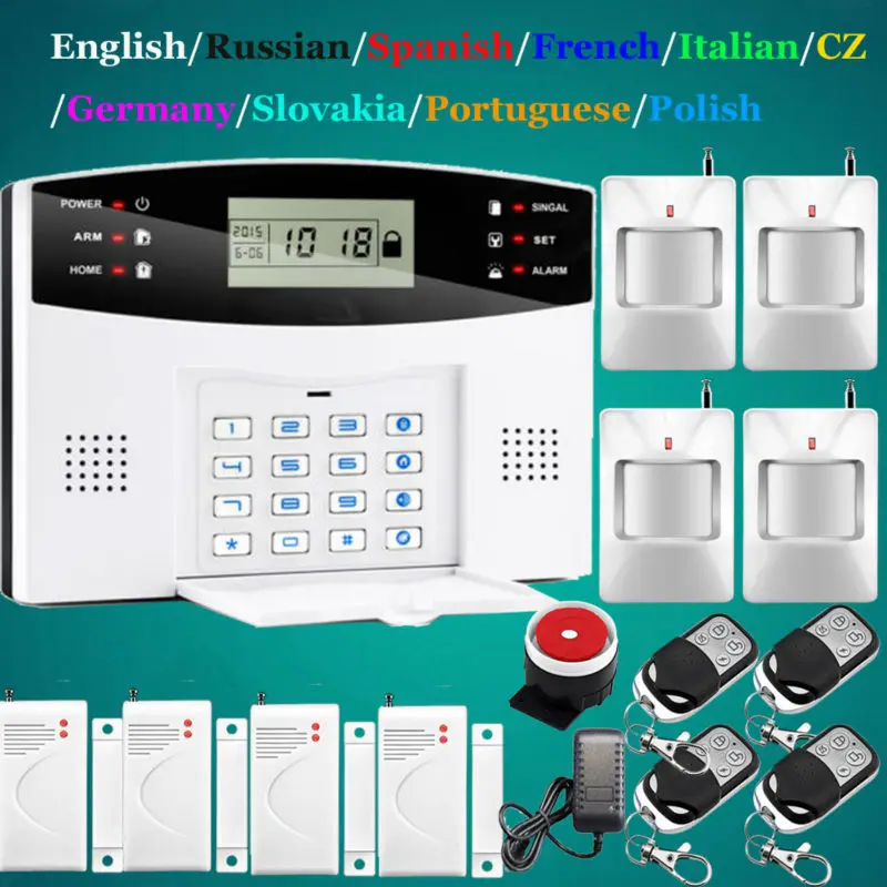 Russian English manual LCD Wireless GSM Alarm System Home Security