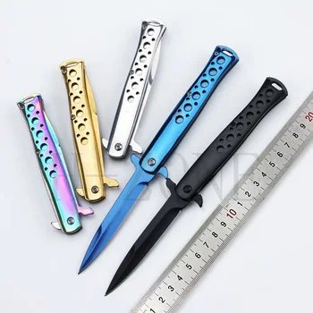 

High quality!Stainless steel Handle folding hunting knife fast open camping pocket knife tactical knifes outdoor survival tool