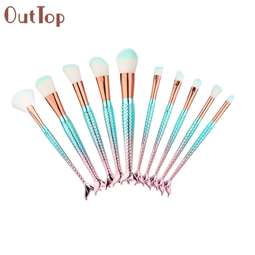 

OutTop Basic makeup brush Nylon Hair Hair Material 10PCS Make Up Foundation Eyebrow Eyeliner Blush Cosmetic Concealer Brushes 02