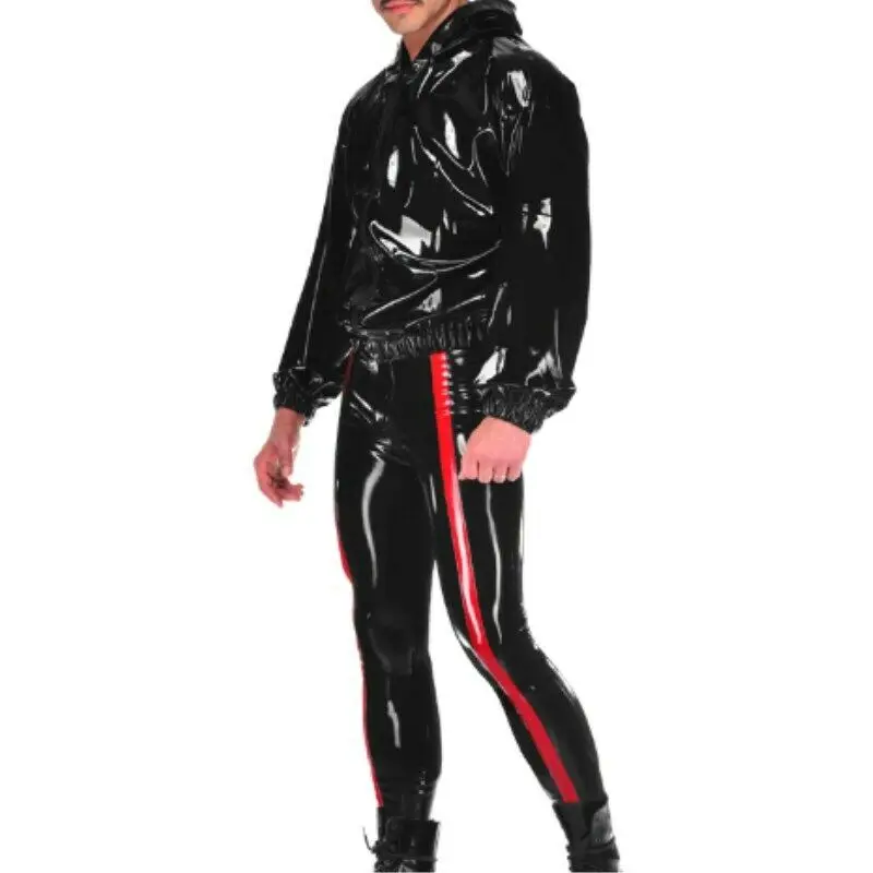 

Latex Gummi Bodysuit Latexanzug Uniform Tops and trousers Schwarz Shiny 0.4mm Size S-XXL