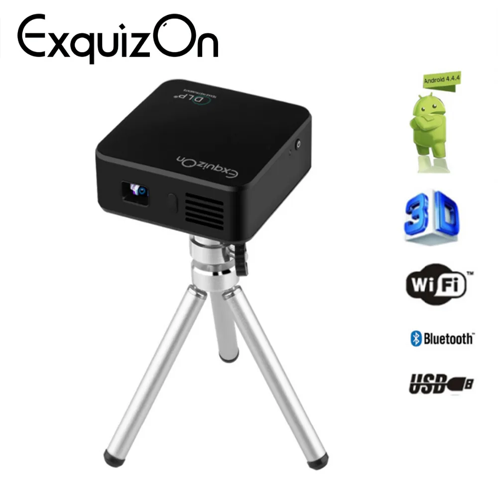 Exquizon E05 DLP Projector 120 ANSI Lumens Airplay Miracast for IOS