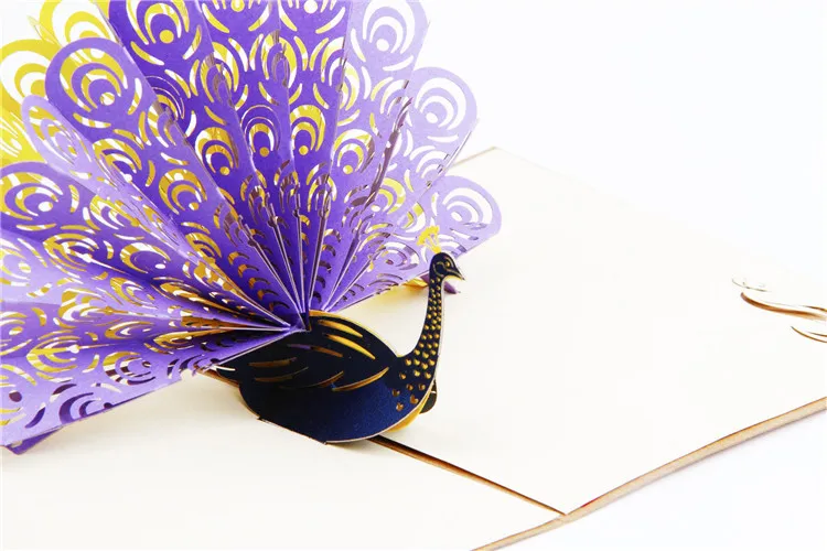  Ynaayu 1pc 3D Peacock Greeting Cards Handmade Design Beautiful Butterfly Card Wedding Invitation Ca - 32822399612
