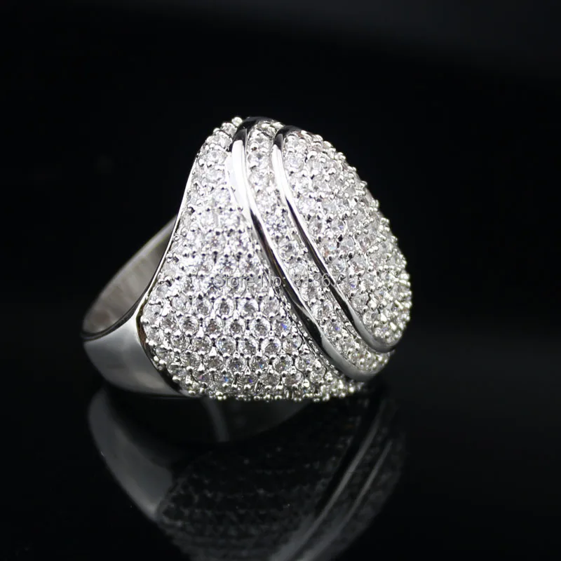 

Luxury CZ Jewelry Rings For Man and Women Wedding Engagement white Gold Plated Fashion Zircon Rings Evening party cool ring