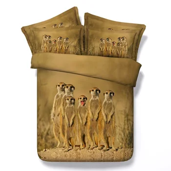 

3D Animal bedding set Meerkat print duvet cover bedspread bed sheet linen Super king size queen twin double doona quilt bedsheet