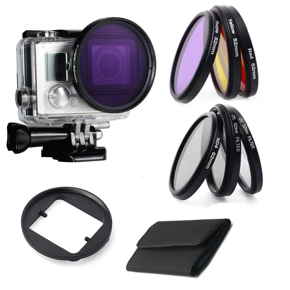 Gopro Accessories Diving Filter Yellow Red Purple UV CPL ND4 6pcs Underwater Dive Filtors for Go