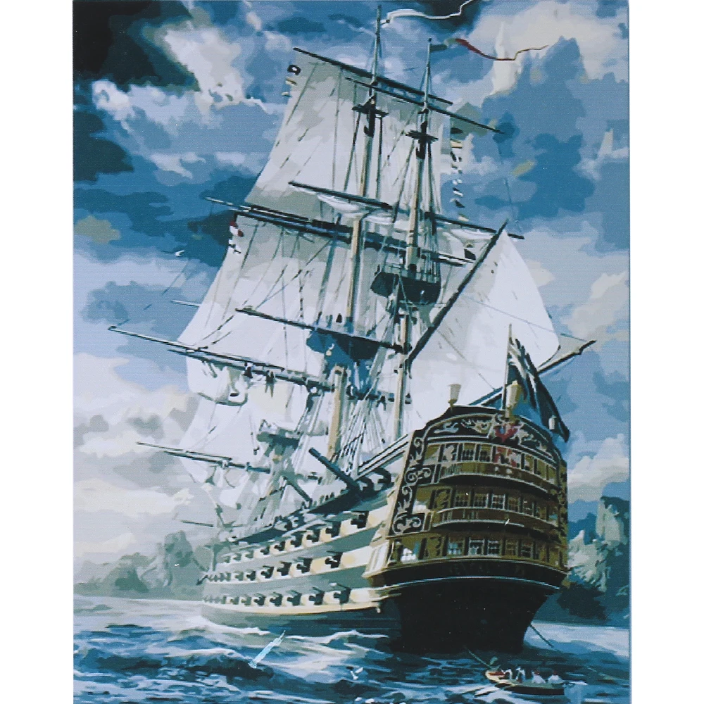 Hand Painted Digital Canvas Oil Painting Sailing Frameless