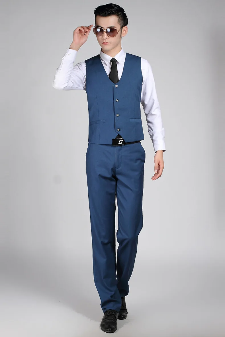 Бутик De FGG Китай SizeS 3XL Королевский синий цвет мужской деловой костюм жилеты для