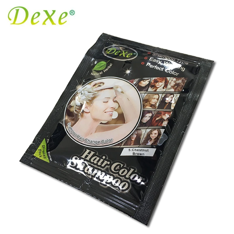 10 шт./компл. Dexe каштановый коричневый красящий шампунь для волос быстрые цветные