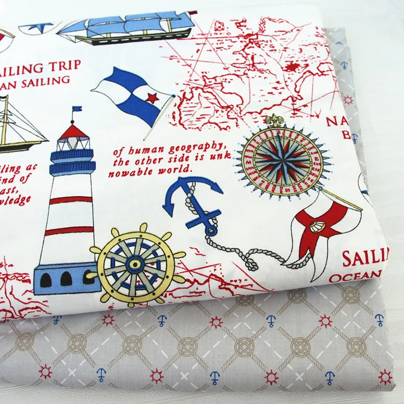 Симпатичная морская судовой Якорь светлая карта и квадратные якорь печатные постельные принадлежности из хлопка стеганая одежда детская ткань Декор
