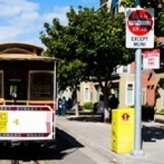 Cable car on a track on the street  San Francisco  San Francisco Bay  California  USA Poster Print (30 x 13)