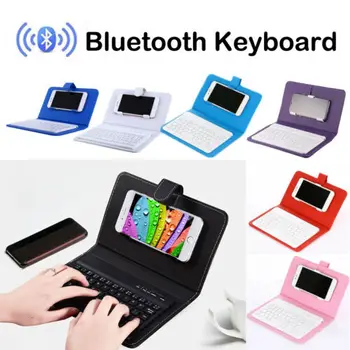 

Leather Bluetooth Wireless Keyboard Stand For Case Cover IOS / Android 7 Colors