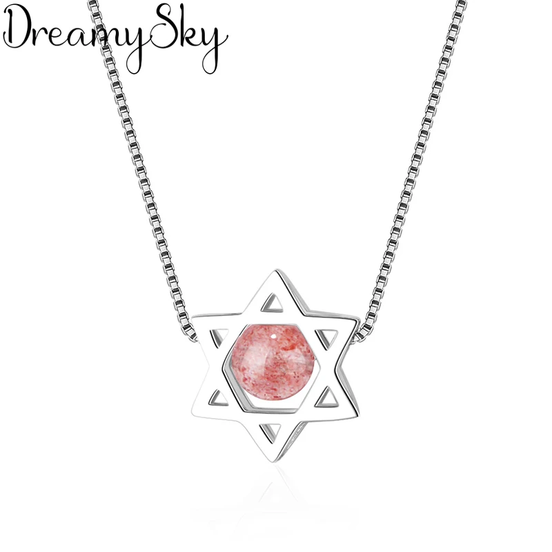

DreamySky Fashion 925 Sterling Silver David Star Necklace For Women Long Chain Statement Necklace Christmas Gift Wedding Jewelry