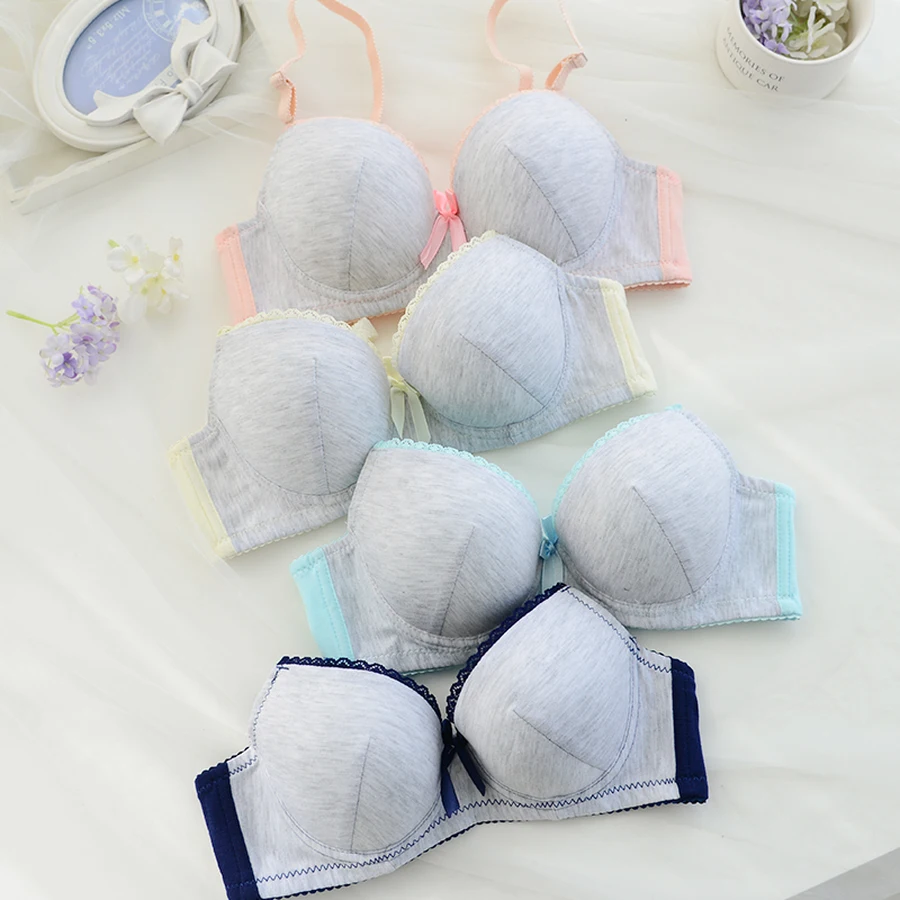 

Famli Teenager Girls First Training Bra Solid Cotton Wireless Bra for Young Girl Small Breast Women Underwear
