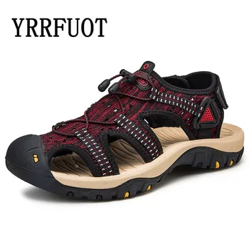 

YRRFUOT Summer Sandals Men Fashion Big Size Men Shoes Light Original Outdoor Mens Sandals Summer Trend Flats Beach Shoes 46 47