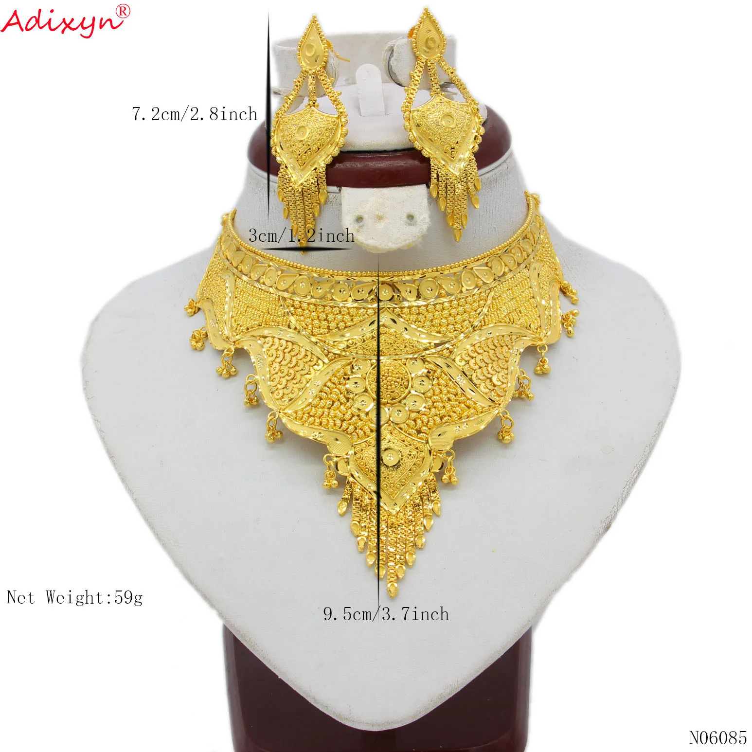 Adixyn Индийский Большой размер Ювелирные наборы золотого цвета ожерелье/серьги для женщин африканские/Дубай/арабские Свадебные украшения подарки N08065