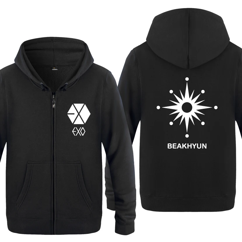 

Wolf 88 XOXO BAEKHYUN Hoodies Men 2018 Men's Fleece Zipper Cardigans Hooded Sweatshirts