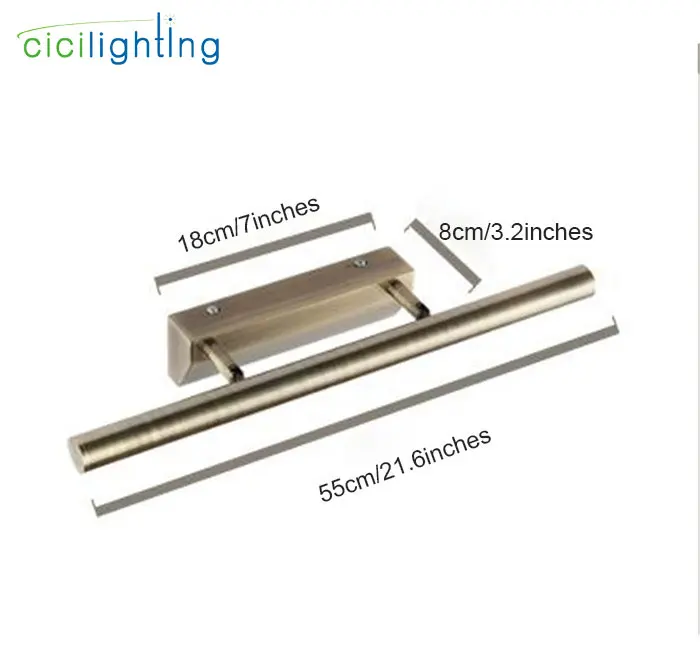 90 V-265 V 7W 55cm винтажный Европейский светодиодный светильник-зеркало vantiy lampRetro, светодиодный светильник для шкафа, бронзовое платье, зеркало для спальни и ванной комнаты