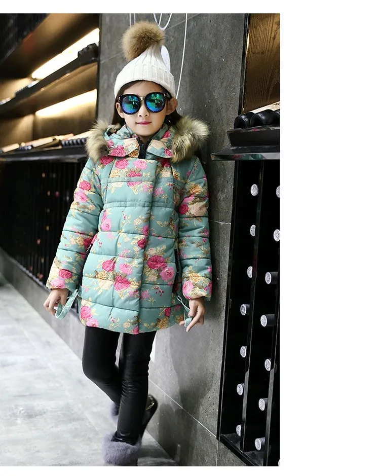 fur hooded flowers printed girls jackets and coats kids top winter 2016 teenage little girls padded coats warm long kids clothes 5 6 7 8 9 10 11 12 13 14 15 16 years old little big teenage girls warm coats for girls outerwear clothing (3)