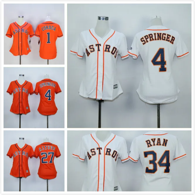 Женская 4 Джордж Springer 27 Jose Altuve 34 Нолан Райан Джерси | Спорт и развлечения