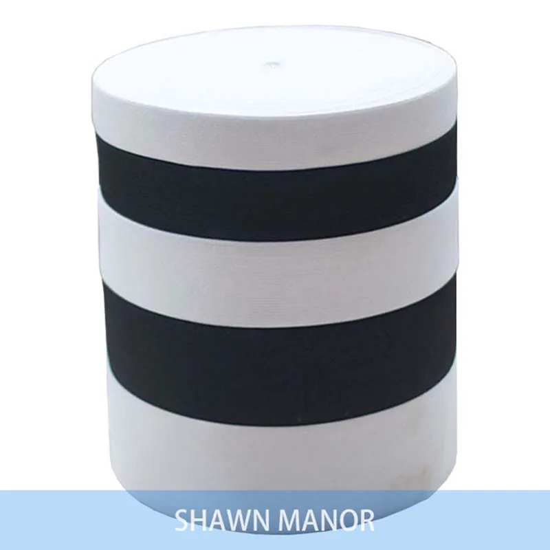 

60mm Width White/Black Colored Soft Knit Braided Elastic Webbing Band DIY Ribbon Accessories