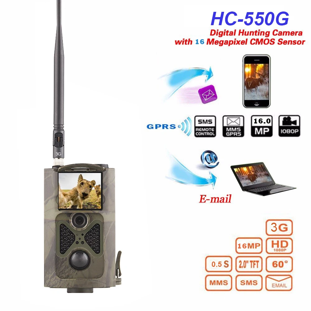 3g MMS SMS SMTP охотничья камера HC550G сотовая Мобильная 16MP Водонепроницаемая камера ночного видения s беспроводная камера наблюдения