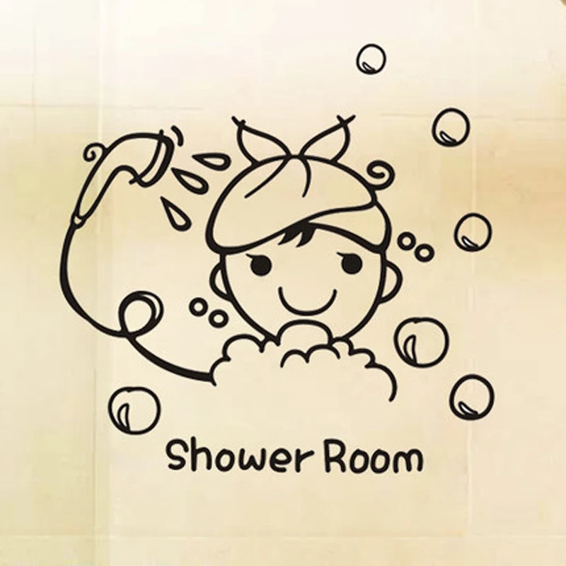 Shower Glass Door Stickers Kids Bathing Wall Stickers Cute Waterproof