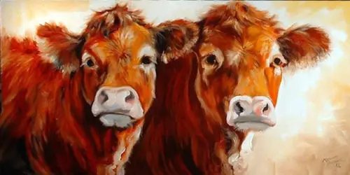 

HIGH QUALITY HAND PAINTED ANIMAL OIL PAINTING ON CANVAS : "COW"