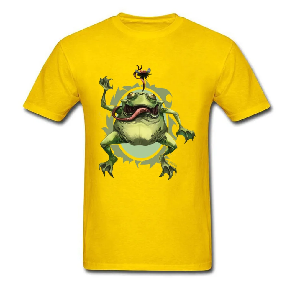 Hungry frog T Shirt Birthday Short Sleeve 2018 Fashion Round Collar 100% Cotton Tops Shirts Tee-Shirts for Men April FOOL DAY Hungry frog yellow