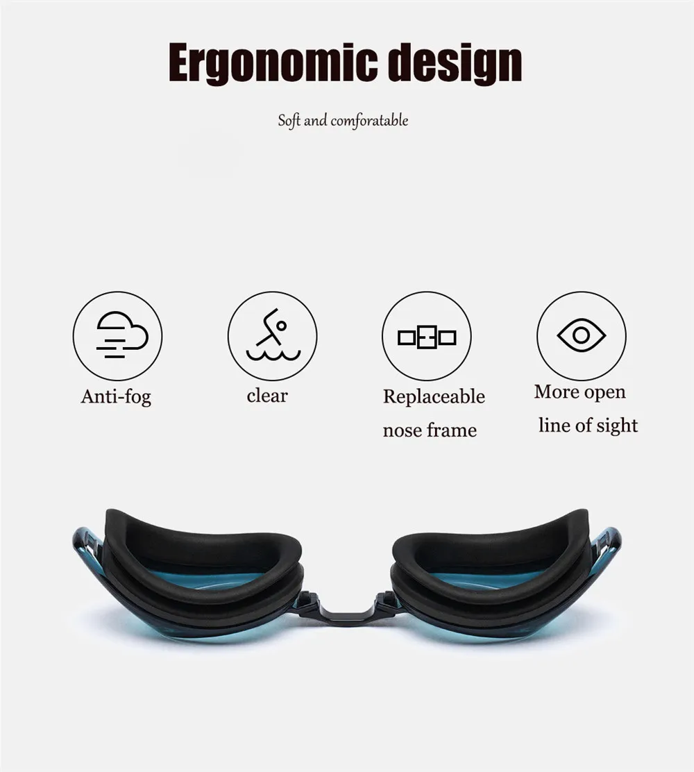 Xiaomi TS, очки для плавания для взрослых, противотуманные, HD, водонепроницаемые, сменные, носовая оправа, широкоугольные очки для мужчин и женщин