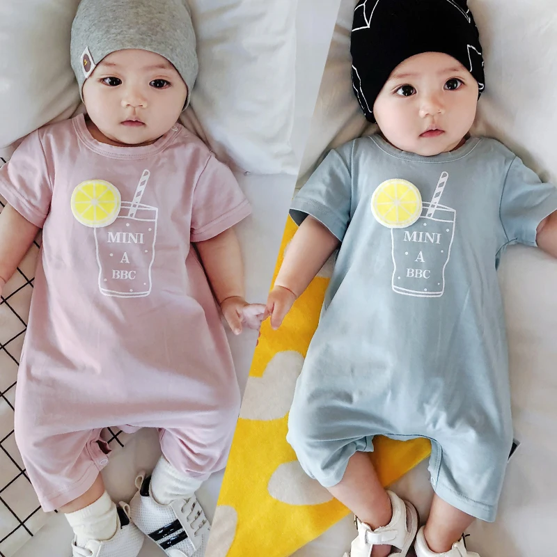 

Lemonmiyu Summer Short Pajamas Short Sleeve O-Neck Print Baby Jumpsuit Newborn Juice Cotton Bodysuit Infants Soft One-Piece
