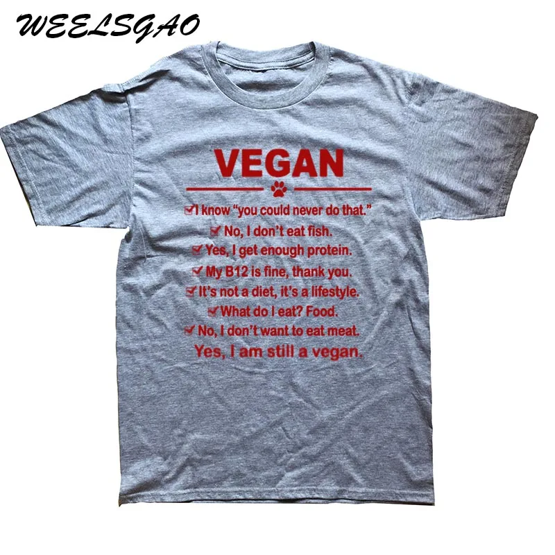 WEELSGAO, новая модная брендовая одежда для мужчин, Vegan I Am Still A Vegan хлопковые футболки с коротким рукавом - Цвет: gray