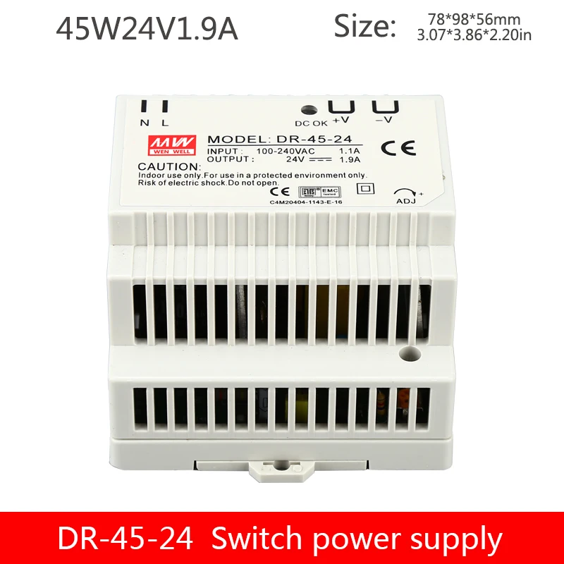 Тип din-рейки импульсный источник питания DR-45W-24V 2A 12v3. 5a AC 220V переменный 24/12 трансформатор DC 24VDC/12VDC выход