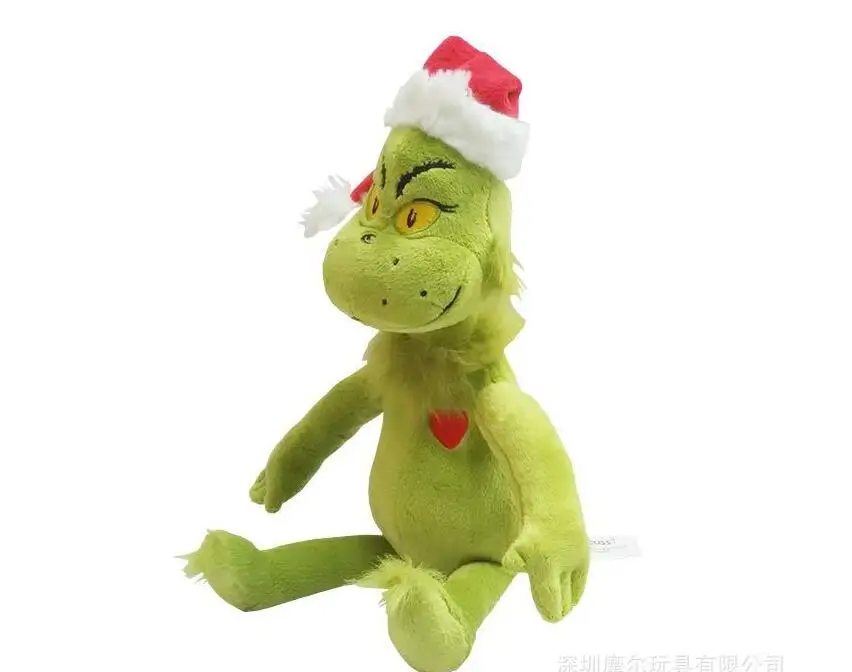 

15" High quality origin Dr Seuss How the Grinch Stole Christmas with Santa Hat Plush Xmas Stuffed Plush Toy Children
