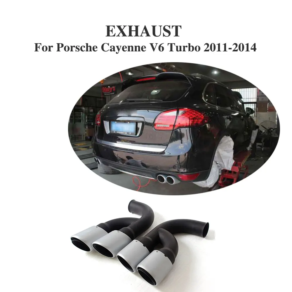 2 шт./компл. Нержавеющая сталь сзади глушитель выхлопных советы конец трубы, пригодный для Porsche Cayenne V6 Turbo 2011
