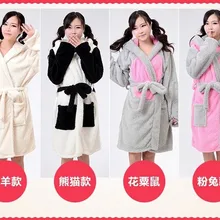 Плюшевый халат с животными панда, овечка, мышь, кролик, пижама, одежда для сна, унисекс пижамы банный халат, халаты для женщин, новинка