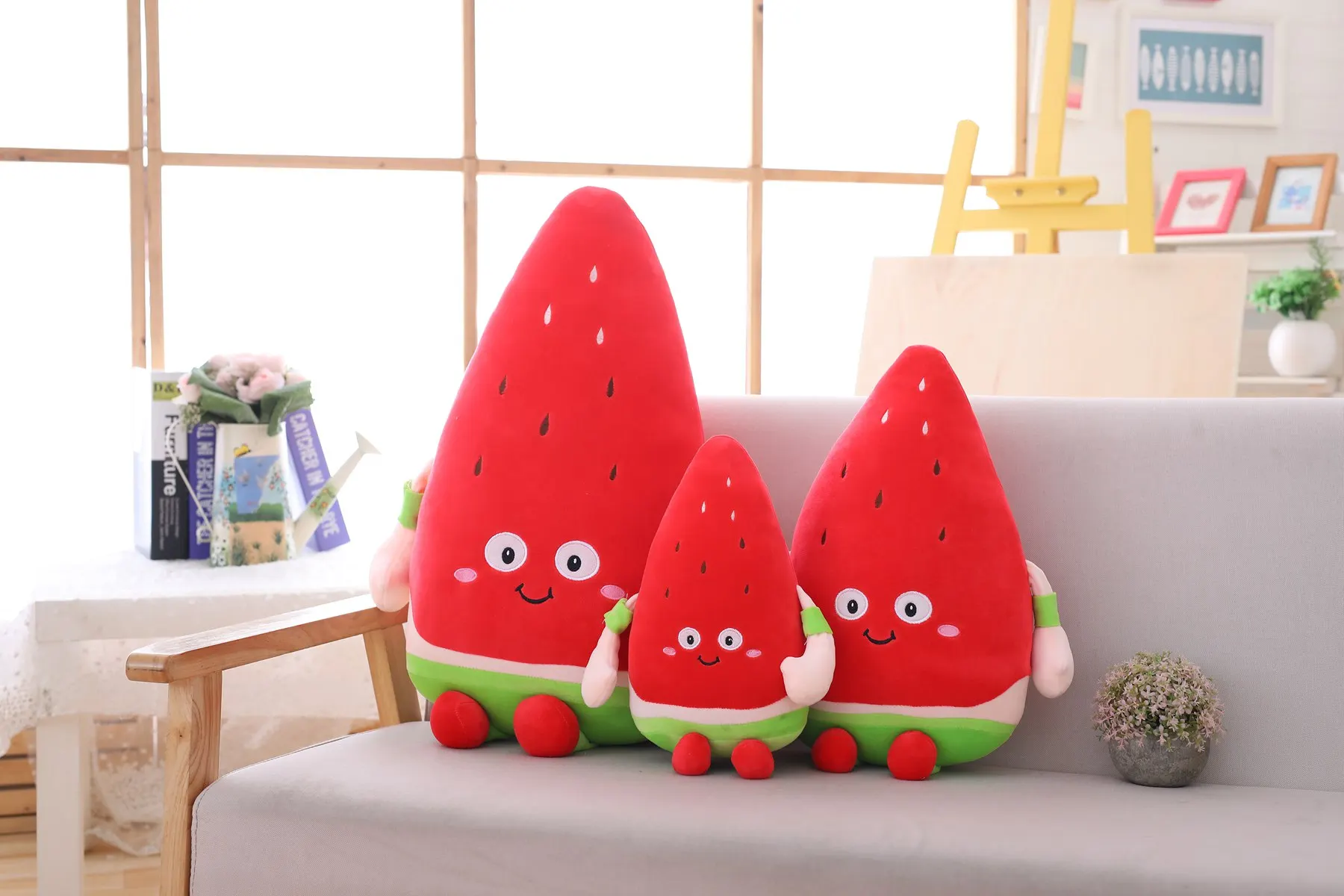Арбуз и клубника Плюшевые игрушки растений каваи мультфильм милый кукла подушка для мальчиков и девочек подушки для детей