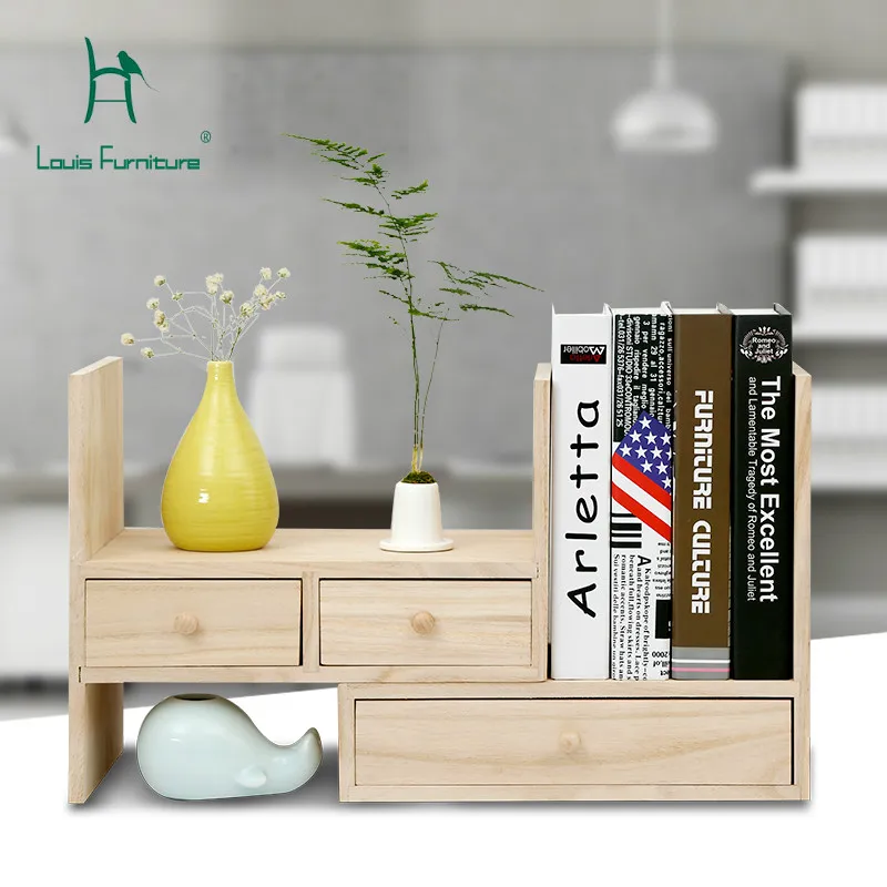 Модные книжные шкафы Louis Верхняя Полка из твердой древесины настольный стол для