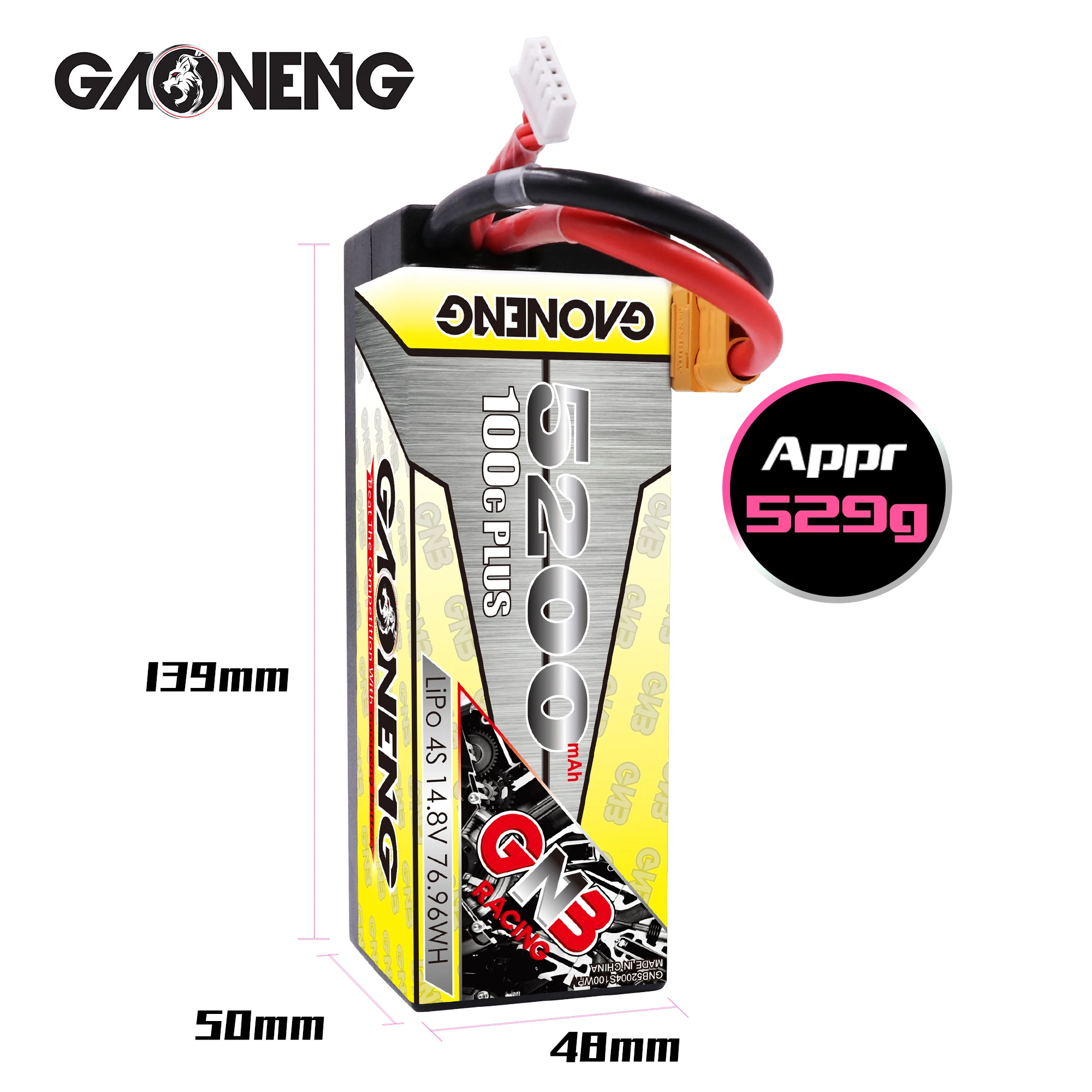 Gaoneng GNB 5200mAh 4S 14,8 V 100C/200C Hardcase LiPo аккумулятор с разъемом XT60/T для 1:8 1/8 RC автомобиля четыре привода внедорожника RC