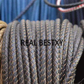 

REAL BESTXY 5m/lot leather cords 6mm brown and black braided leather cords bracelets DIY jewelry leather cord super fiber