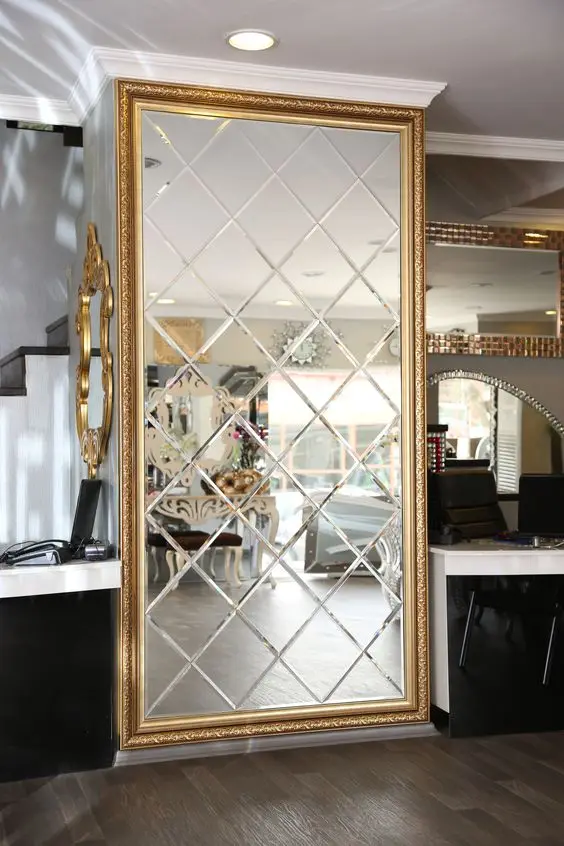 Espejo de vidrio biselado de lujo personalizado para pared de sala de estar  - AliExpress
