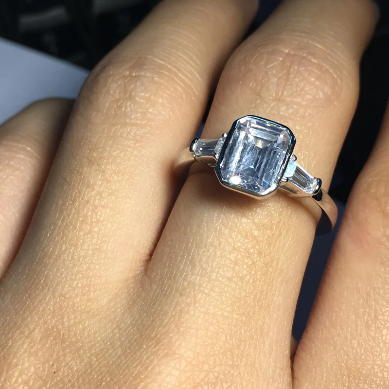AINUOSHI, элегантное кольцо с изумрудной огранкой, 925 пробы, серебро, Anillos Mujer, Nscd, для женщин, свадебное кольцо, на заказ