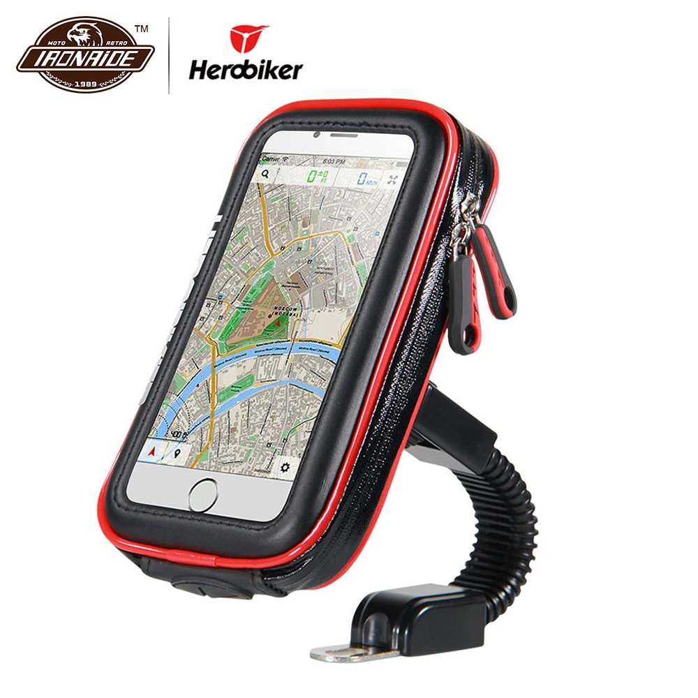 HEROBIKER Motorcycle Phone Holder Support Waterproof Moto Mobile Phone Stand Case Bags for For iPhone X 8 7 6 6s Plus SamSung HEROBIKER Motorcycle Phone Holder Support Waterproof Moto Mobile Phone Stand Case Bags for For iPhone X 8 7 6 6s Plus SamSung