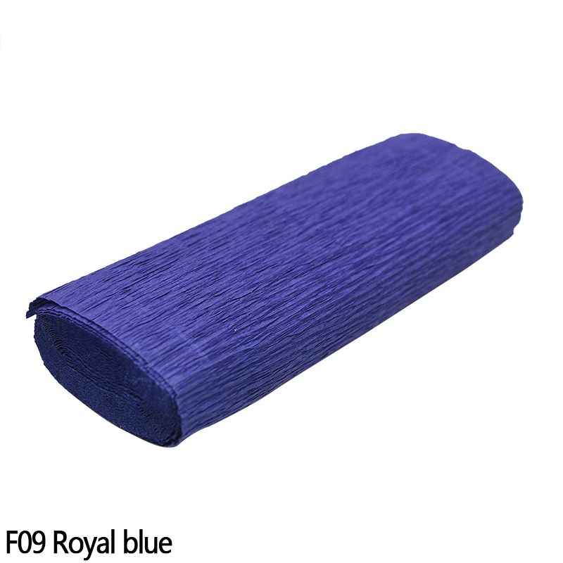 250cm*10/15/25/50 cm Crinkled Crepe Paper Gifts Flower Wrapping Wedding Festive Party Decoration DIY Fold Scrapbooking Crafts - Color: F09 Royal blue