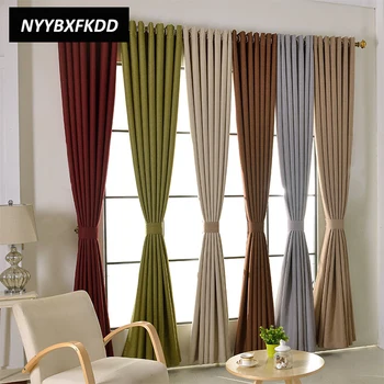 

Modern Solid Color Cotton Linen Blackout Curtains for Living Room Window Home Treatment Drapes Curtain Custom Made