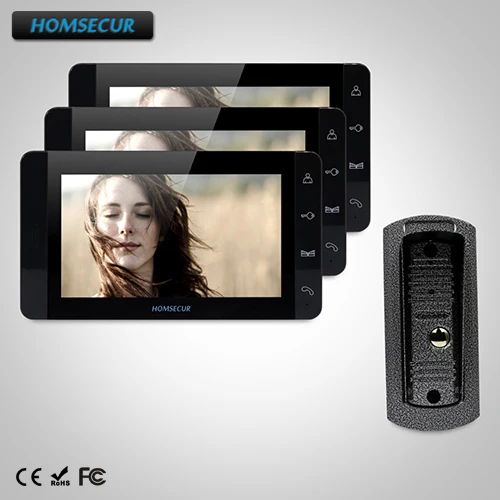 HOMSECUR 7 "Проводной Видеодомофон Интерком безопасности + Сенсорная Кнопка Монитор TC041 + TM703-B